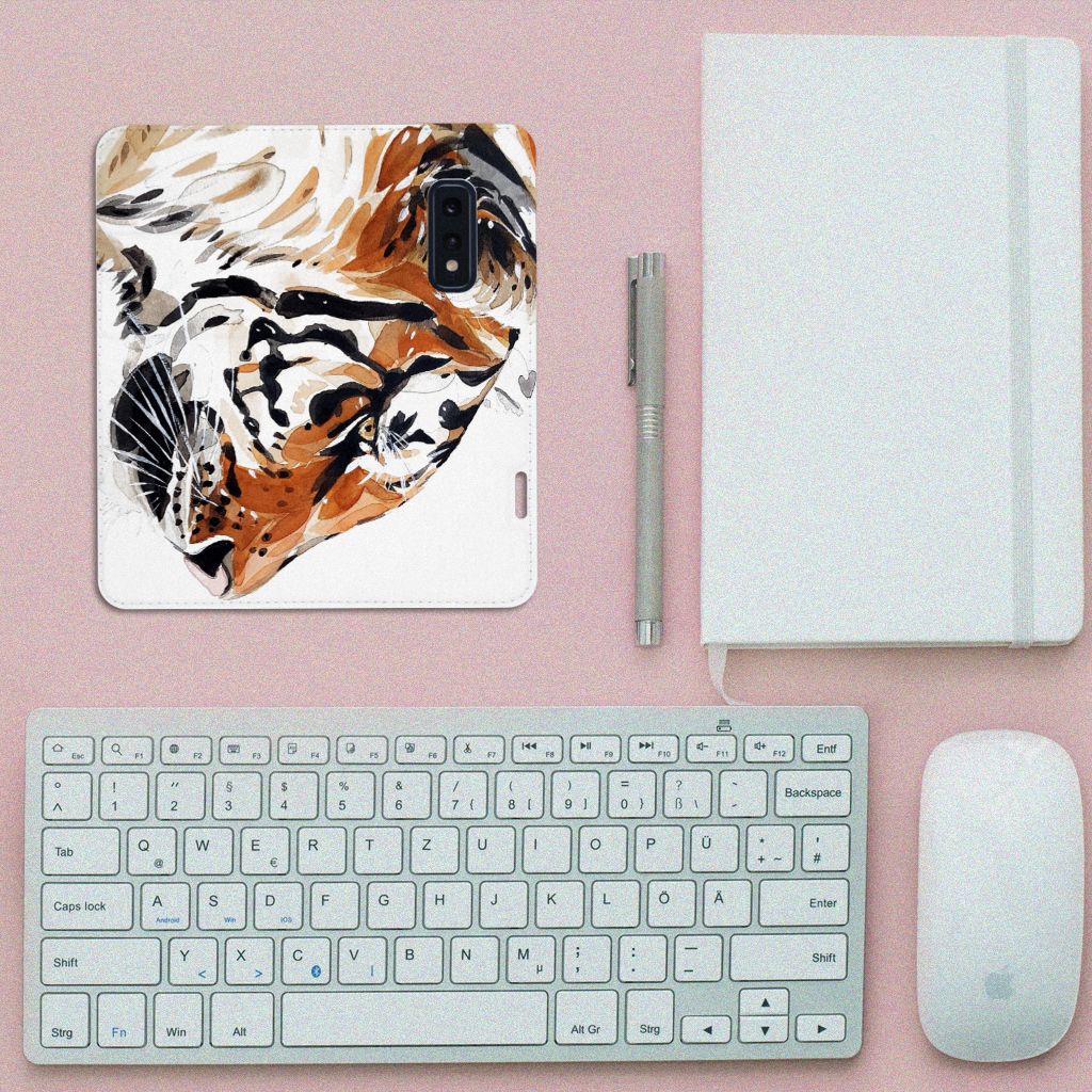 Bookcase Samsung Galaxy S10e Watercolor Tiger