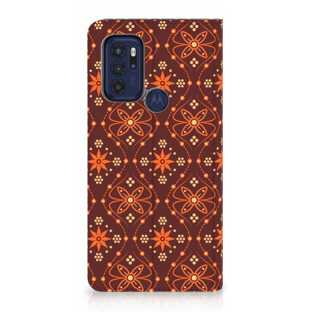Motorola Moto G60s Hoesje met Magneet Batik Brown - B2C Telecom