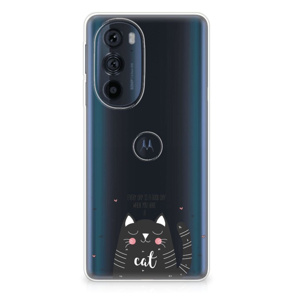 Motorola Edge 30 Pro Telefoonhoesje met Naam Cat Good Day B2C Telecom