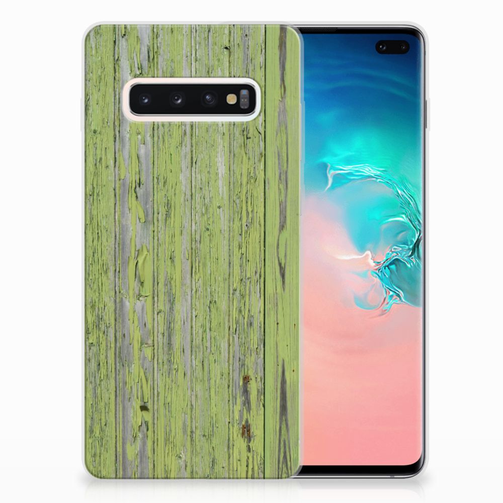 Samsung Galaxy S10 Plus Bumper Hoesje Green Wood