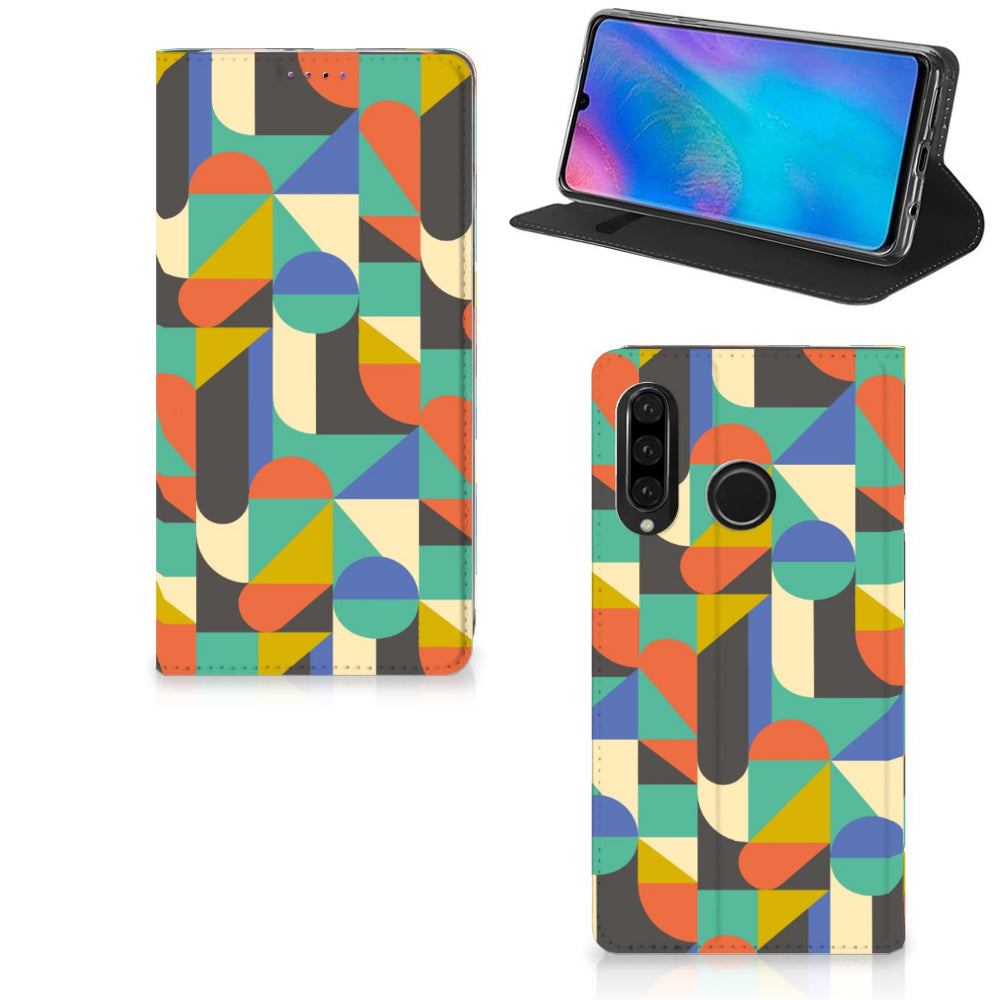 Huawei P30 Lite New Edition Hoesje met Magneet Funky Retro