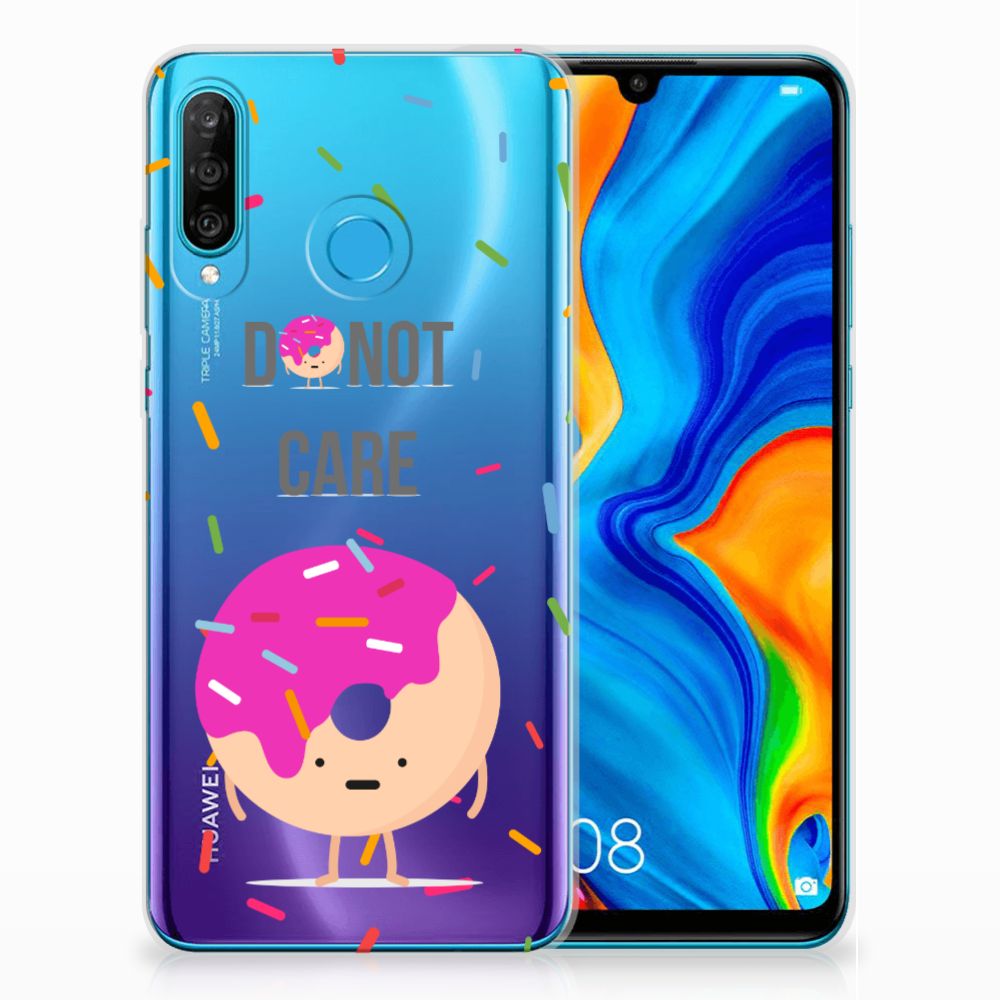 Huawei P30 Lite Siliconen Case Donut Roze