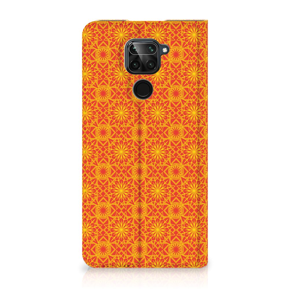 Xiaomi Redmi Note 9 Hoesje met Magneet Batik Oranje - B2C Telecom