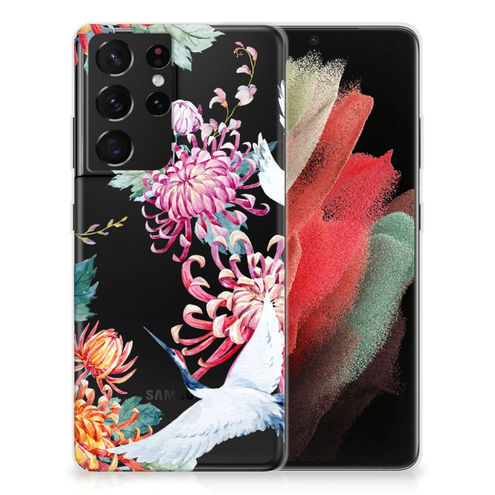 Samsung Galaxy S21 Ultra TPU Hoesje Bird Flowers B2C Telecom