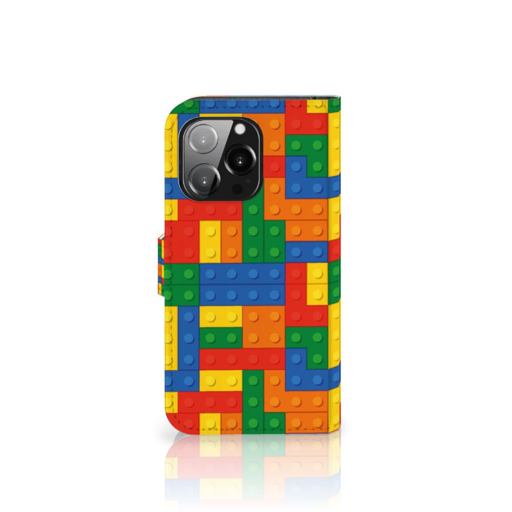 iPhone 13 Pro Telefoon Hoesje Blokken met kleurrijk lego ontwerp voor 3 pasjes