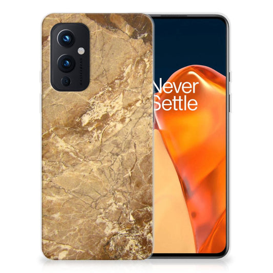 OnePlus 9 TPU Siliconen Hoesje Marmer Creme