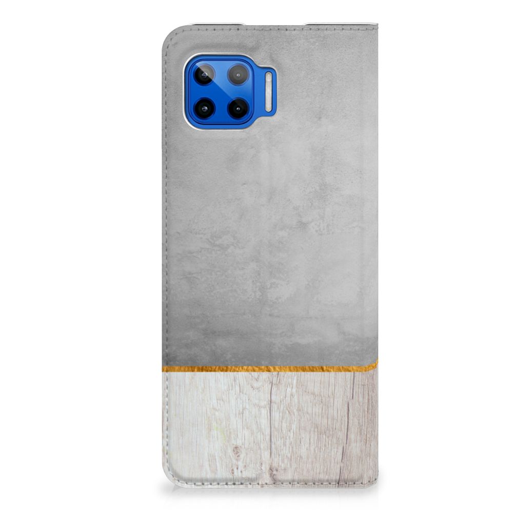 Motorola Moto G 5G Plus Book Wallet Case Wood Concrete - B2C Telecom