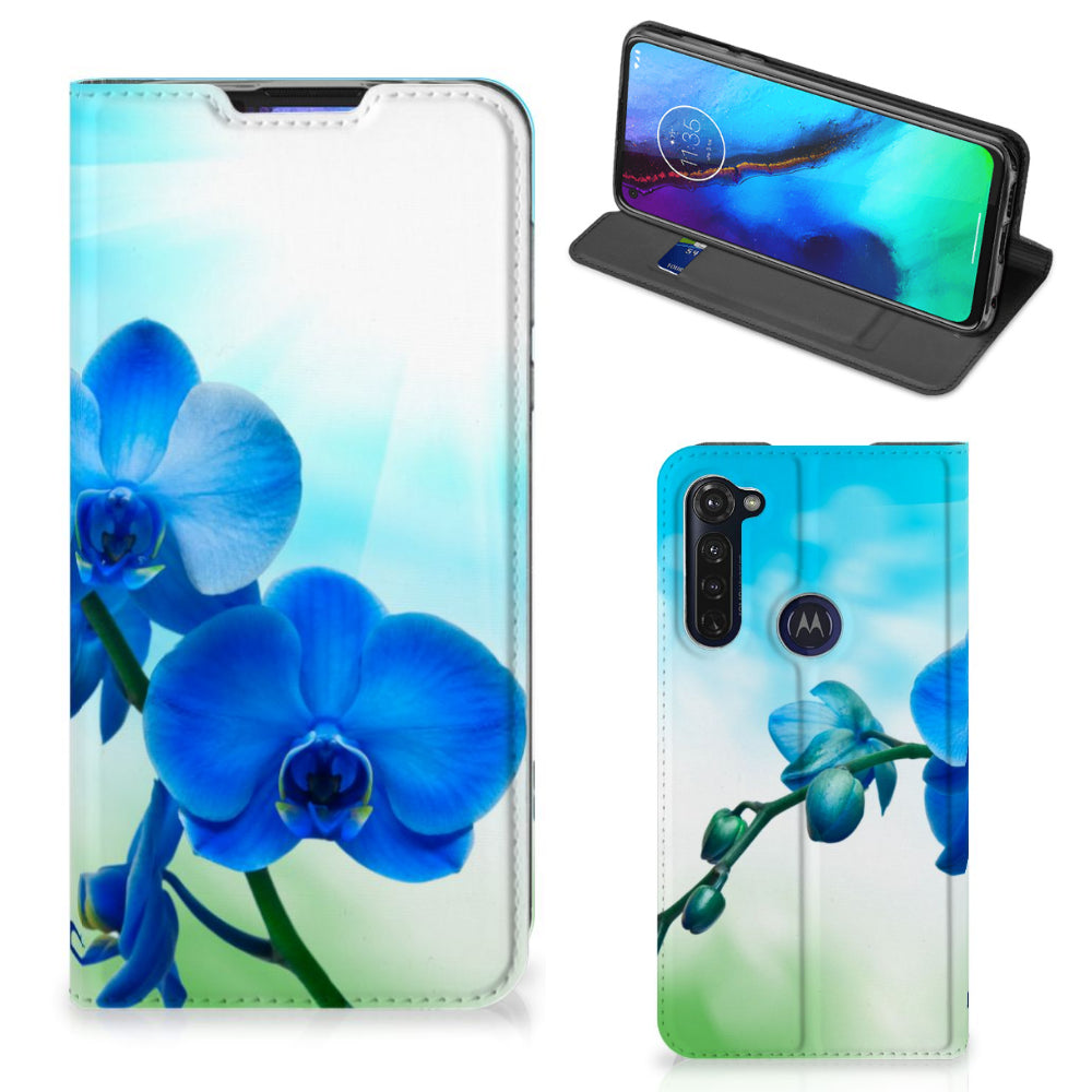 Motorola Moto G Pro Smart Cover Orchidee Blauw - Cadeau voor je Moeder
