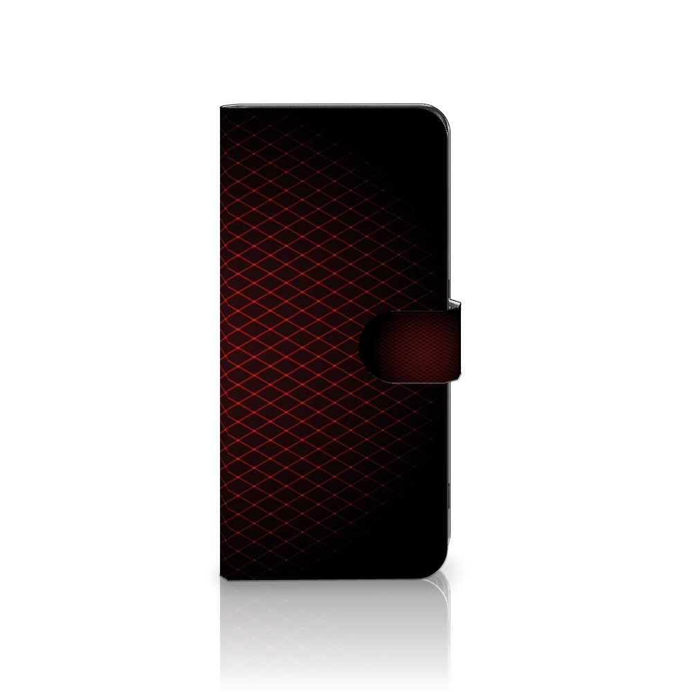 OPPO Find X6 Pro Telefoon Hoesje Geruit Rood, minimalistisch design met ruimte voor 3 pasjes, zwart en rood contrast.