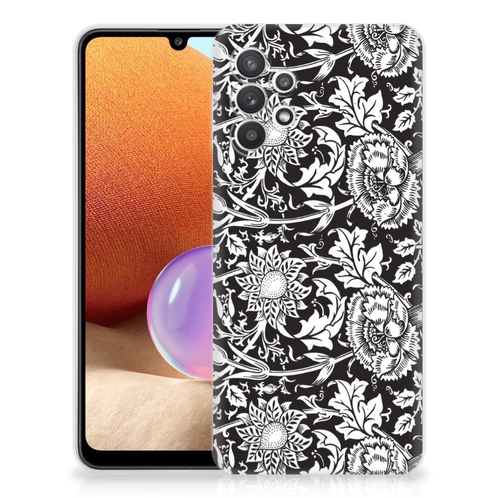 Samsung Galaxy A32 4G | A32 5G Enterprise Editie TPU Case Black Flowers B2C Telecom