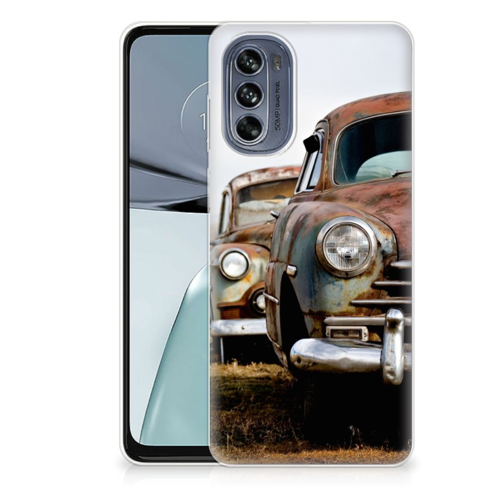 Motorola Moto G62 5G Siliconen Hoesje met foto Vintage Auto