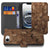 Book Style Case voor iPhone 16e Wooden Cubes met unieke houtprint design en ruimte voor passen.