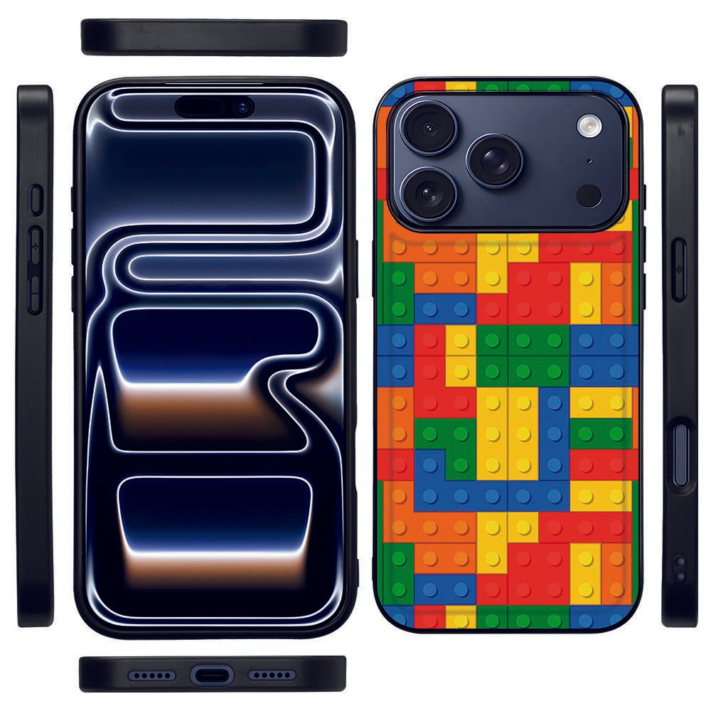 iPhone 17 Pro Max Beschermhoes Blokken blokken design achterkant zijaanzicht