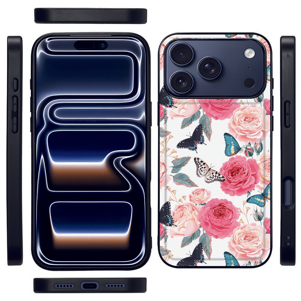 Butterfly Roses iPhone 17 Pro Max hoesje design voorkant zijkanten