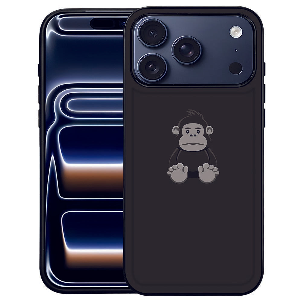 Gorilla iPhone 17 Pro Max Hoesje Zwart TPU Randen Met PU Kunstleer achterzijde ontwerp