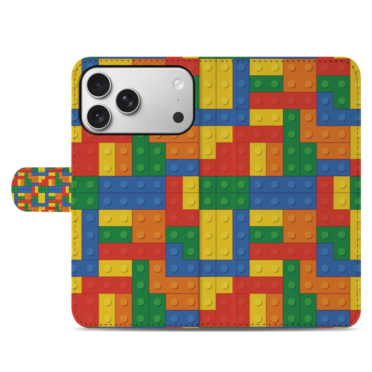 Apple iPhone 17 Pro Max Hoesje Blokken Design Met 3 Pasjes Kleurrijk