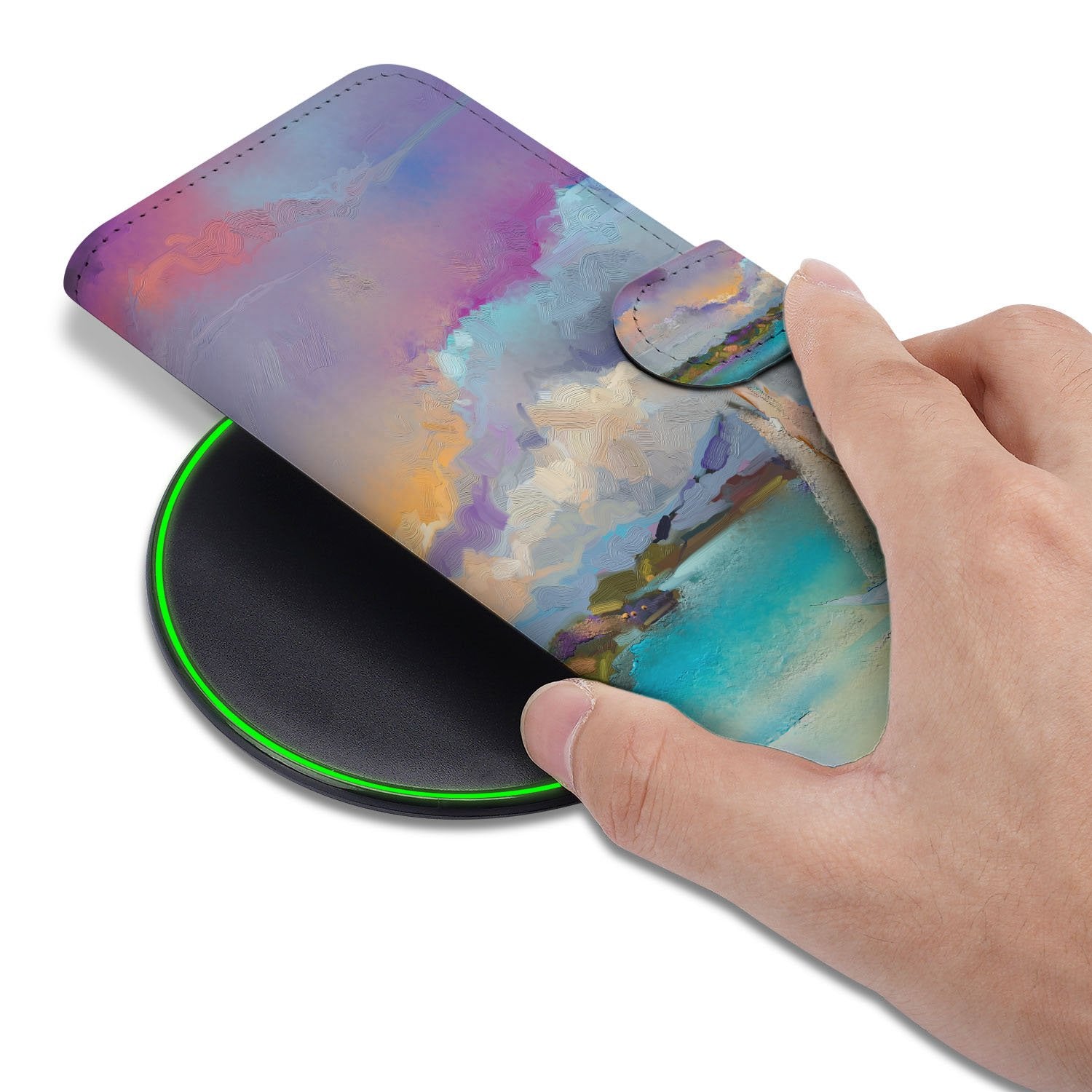 Apple iPhone 17 Pro Max Bookcase Hoes Kunstleer Paars Blauw Groen