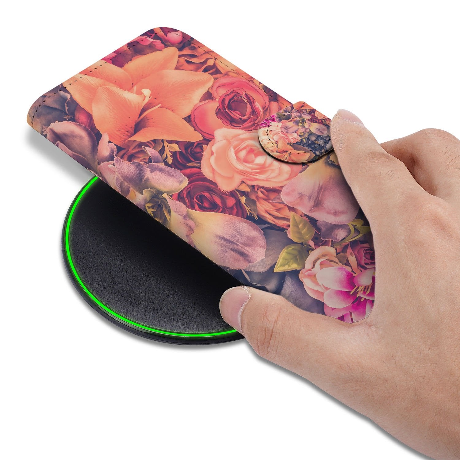 Apple iPhone 17 Pro Max Boekhoesje Bloemen Met 3 Pasjes Roze Oranje Paars