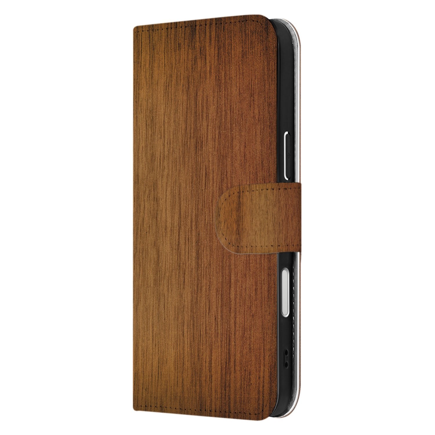 Apple iPhone 17 Pro Max Book Case Donker Hout Met Pasjeshouder