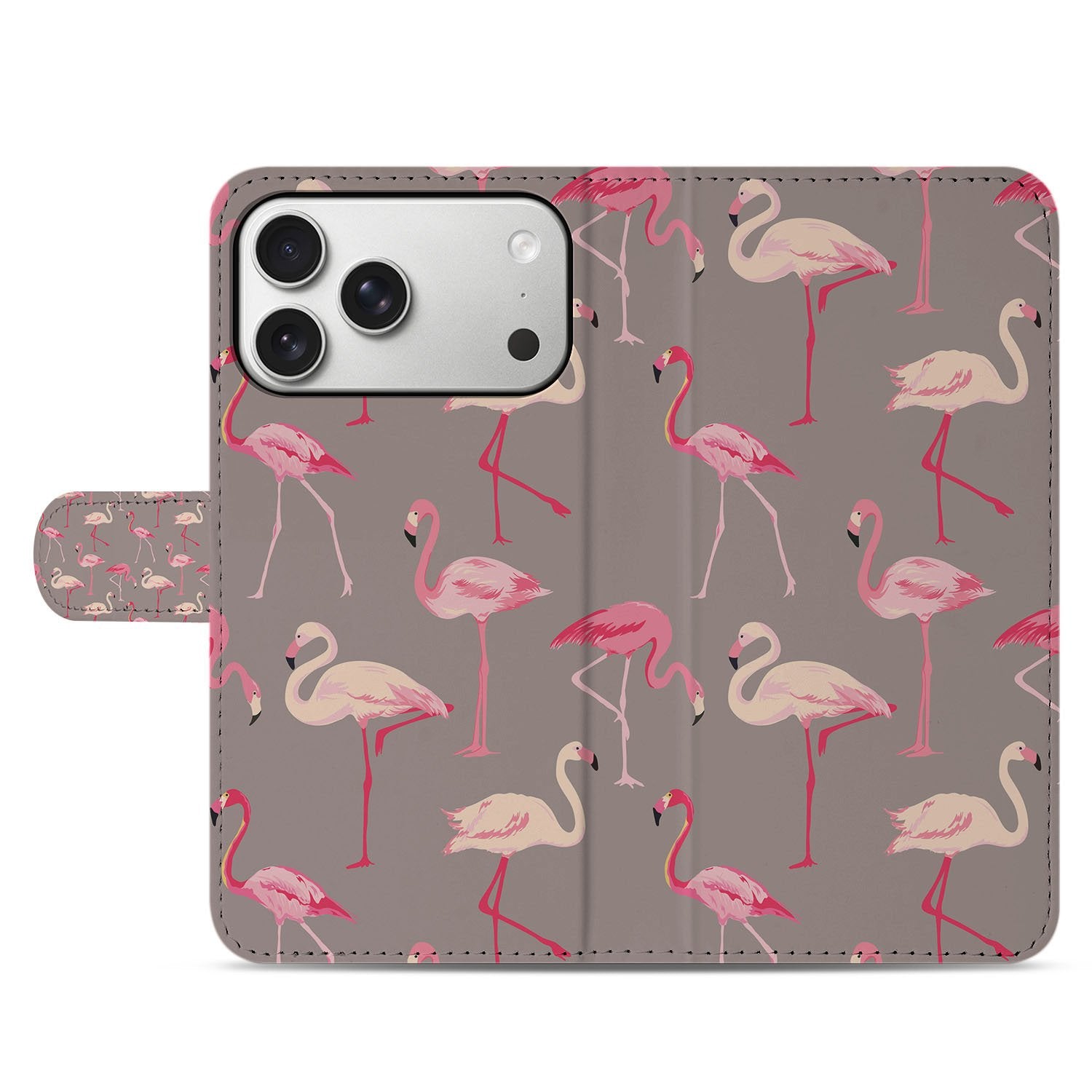 Apple iPhone 17 Pro Max Telefoonhoesje met Pasjes Flamingo Palms
