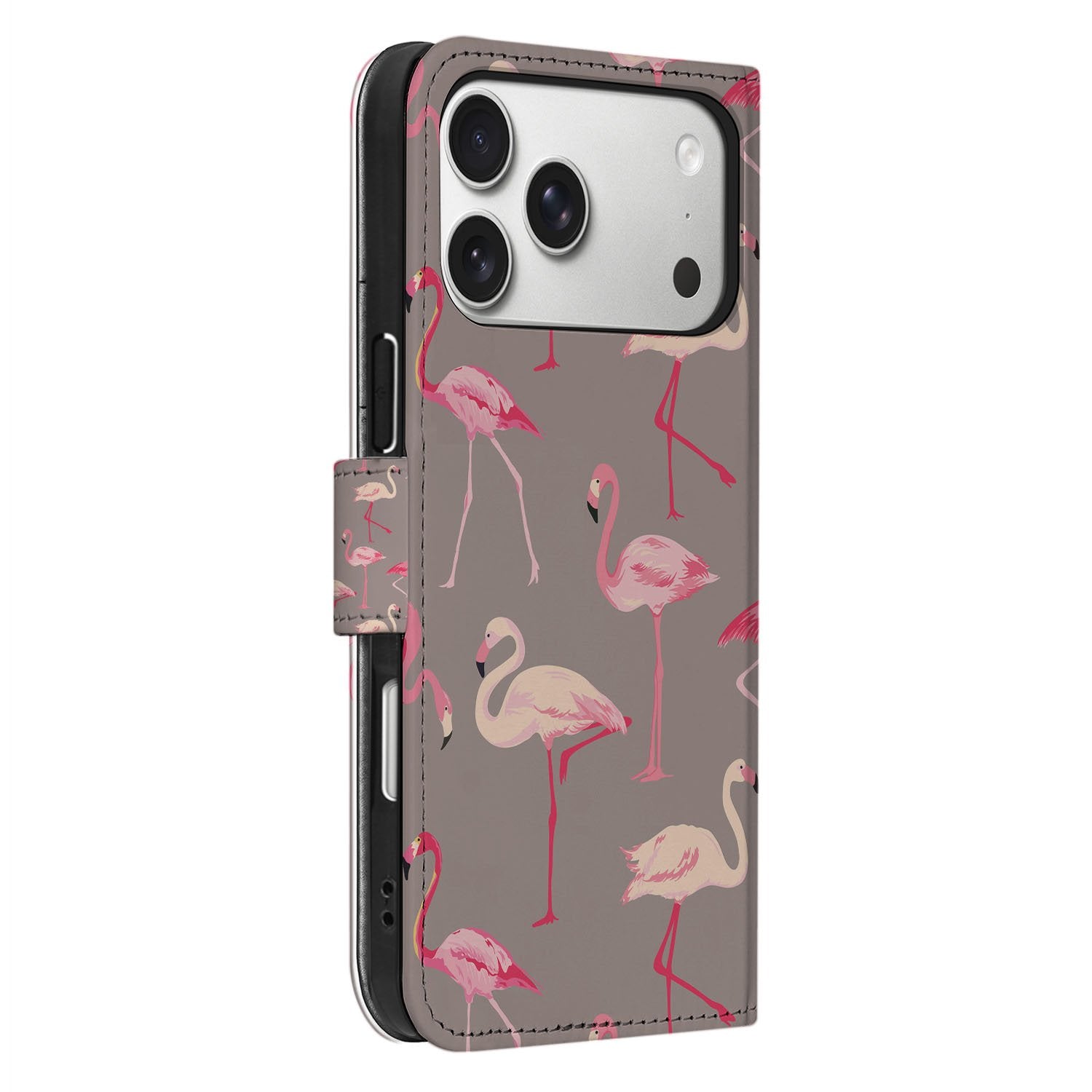 Apple iPhone 17 Pro Max Telefoonhoesje met Pasjes Flamingo Palms