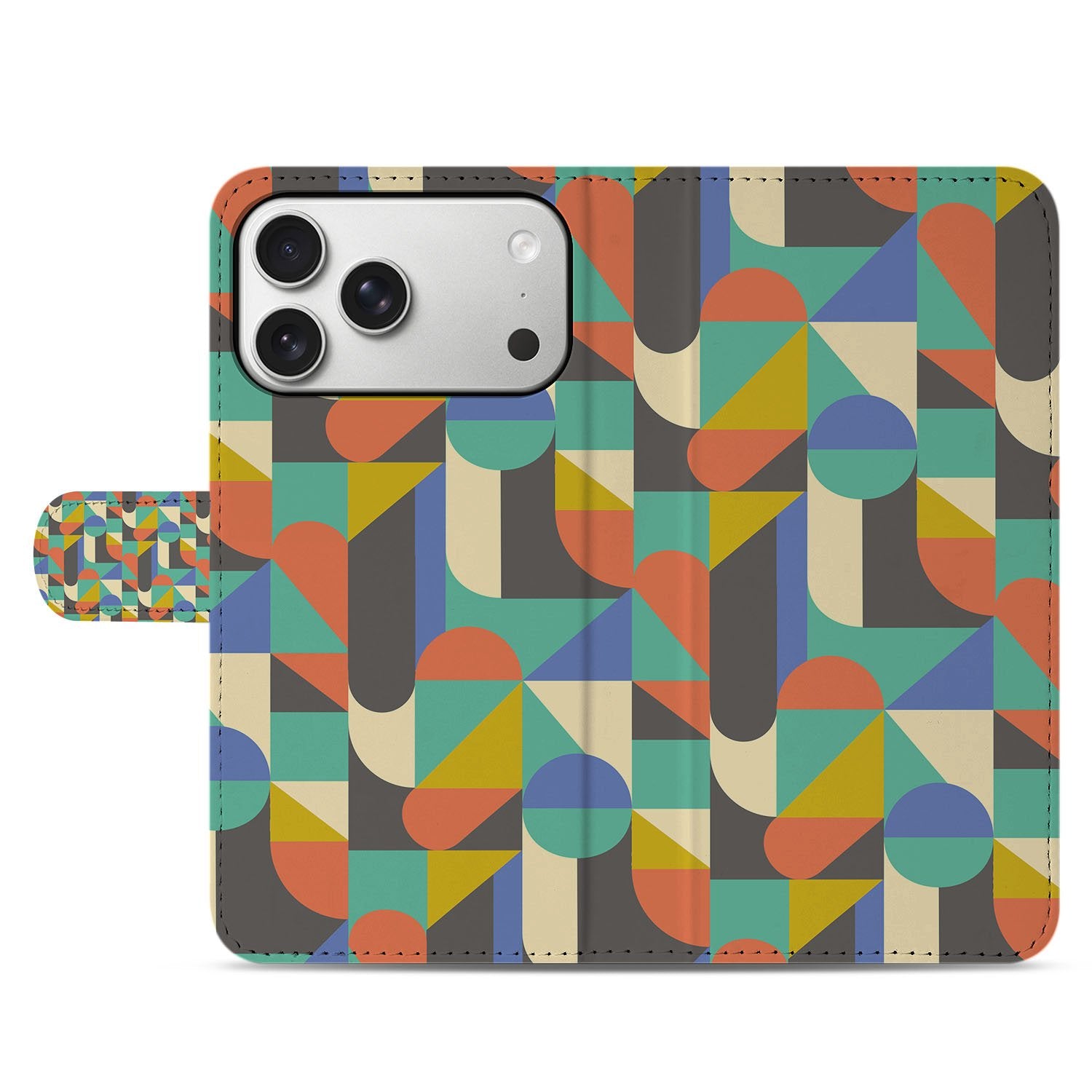 Apple iPhone 17 Pro Max Bookcase Hoesje Funky Retro Pasjes Kunstleer