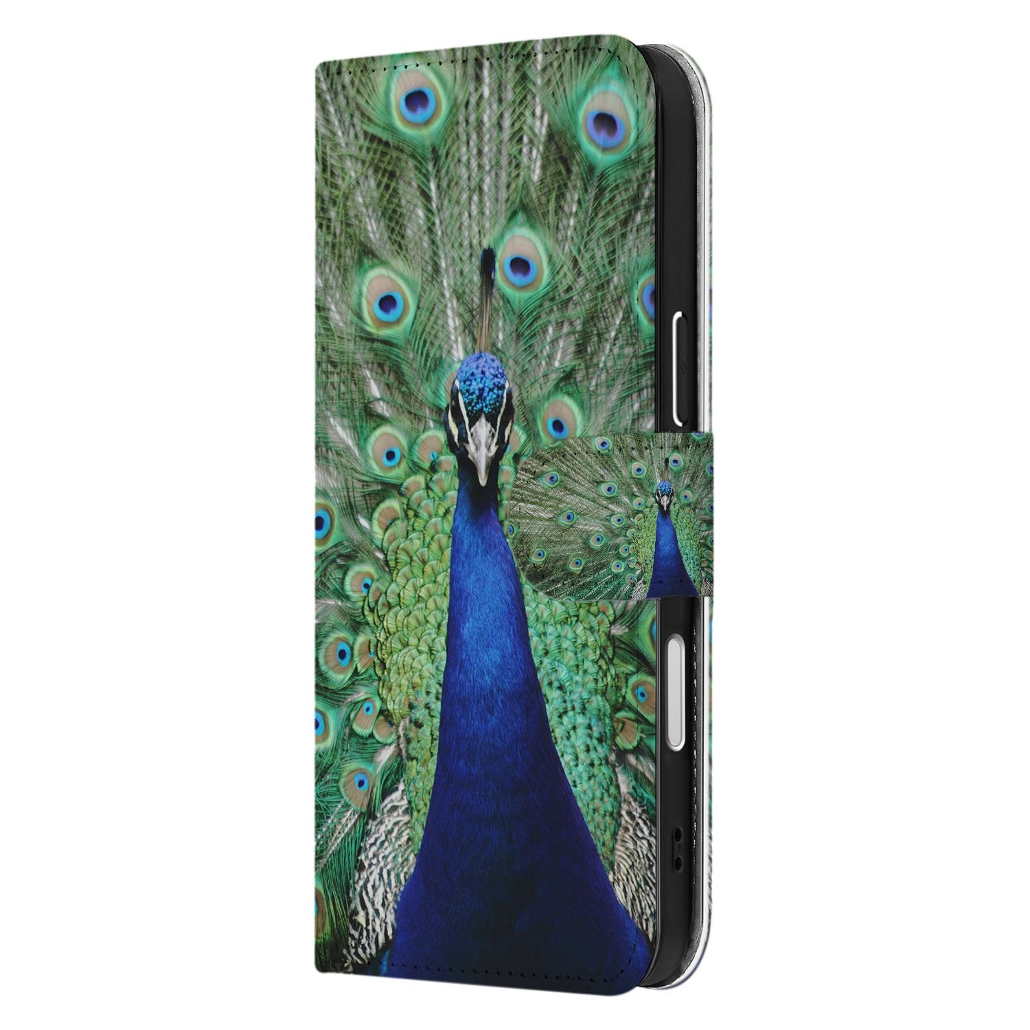 Apple iPhone 17 Pro Max Bookcase Hoesje Met Pauwprint En Pasjes