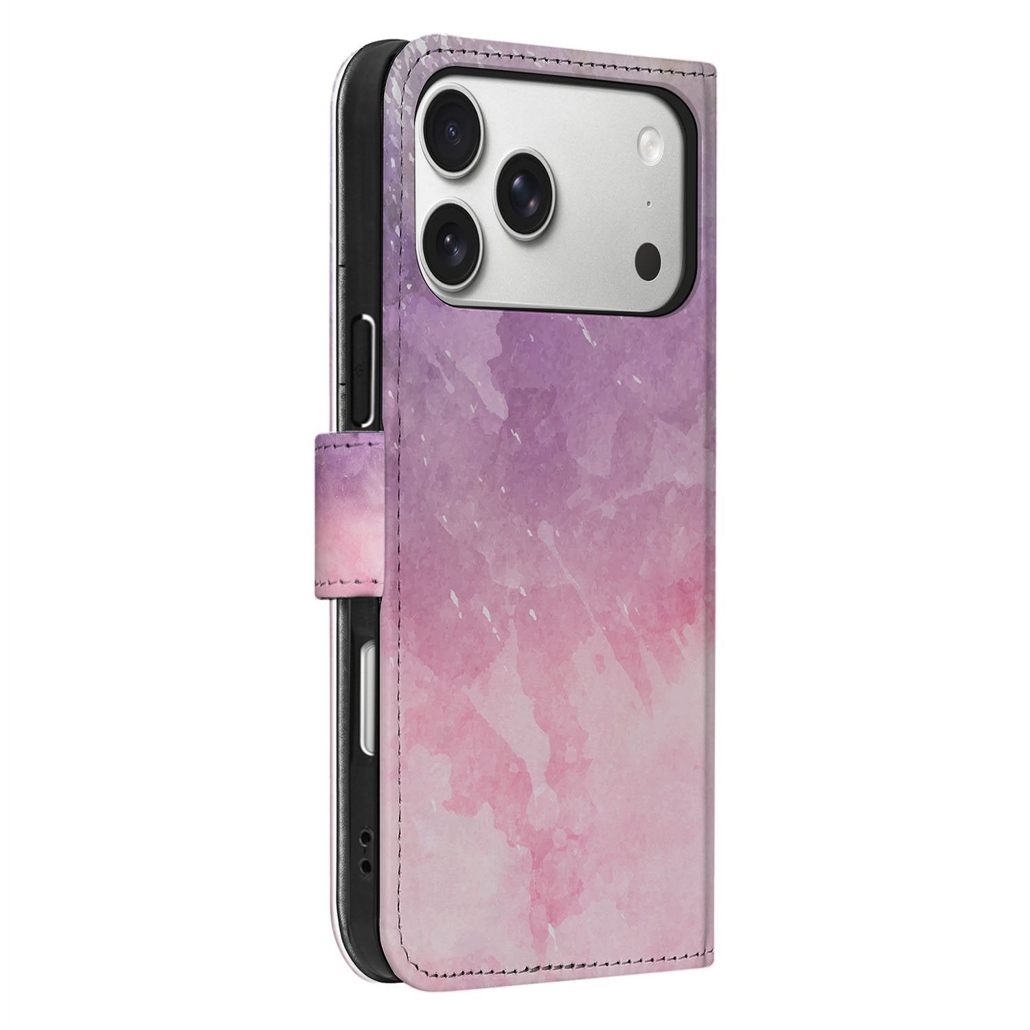 Apple iPhone 17 Pro Max Bookcase Hoesje Roze Paars Paint TPU Bescherming