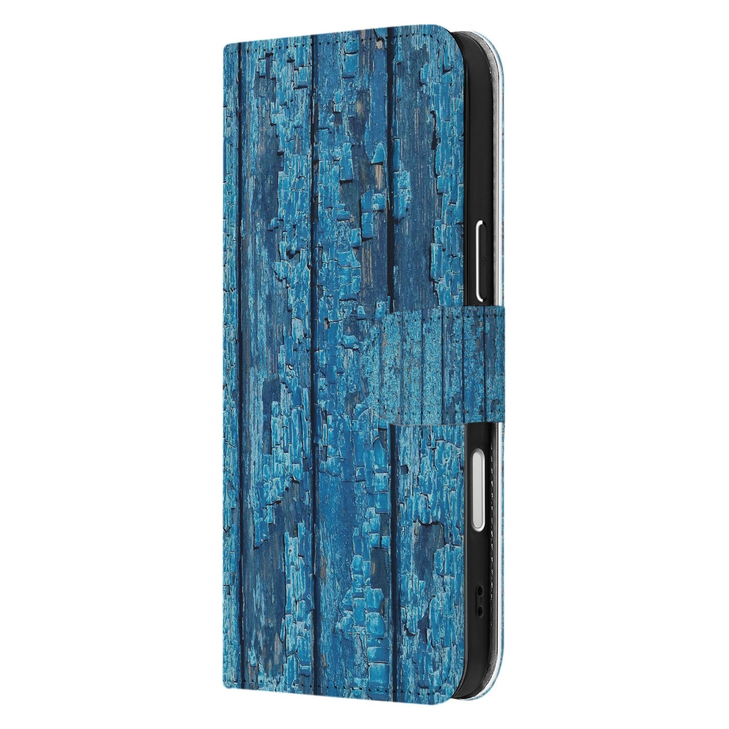 Apple iPhone 17 Pro Max Book Case Afgebladderd Blauw Hout Met Pasjes