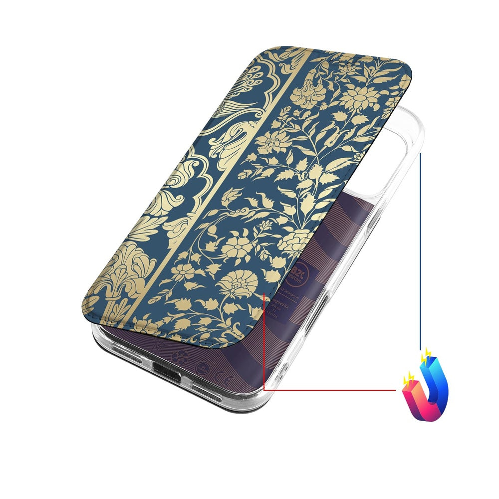 iPhone 17 Pro Max Smart Cover Hoesje Beige Flowers boek hoesje bloemen design aanzicht
