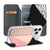 iPhone 17 Pro Max Black Pink Shapes Book Case zijaanzicht zwart roze design