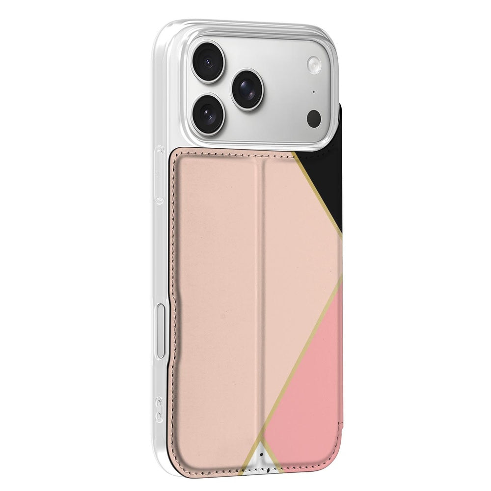 iPhone 17 Pro Max Black Pink Shapes Book Case zijaanzicht