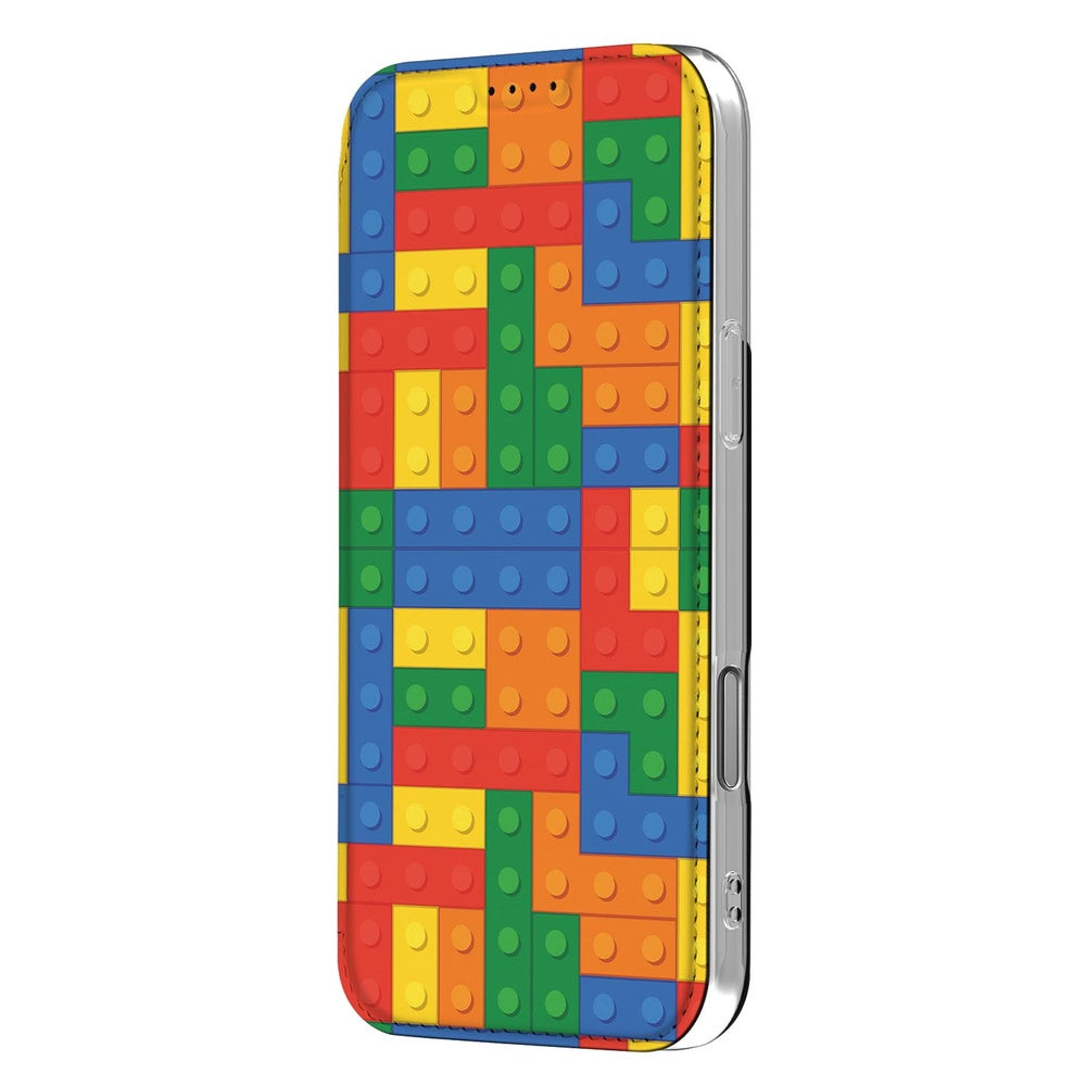 Apple iPhone 17 Pro Max Blokken design book case kleurrijke blokken achterkant