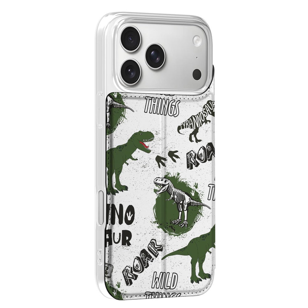 Apple iPhone 17 Pro Max Dinosaurus bookcase dinosaurusillustraties skeletten pootafdrukken