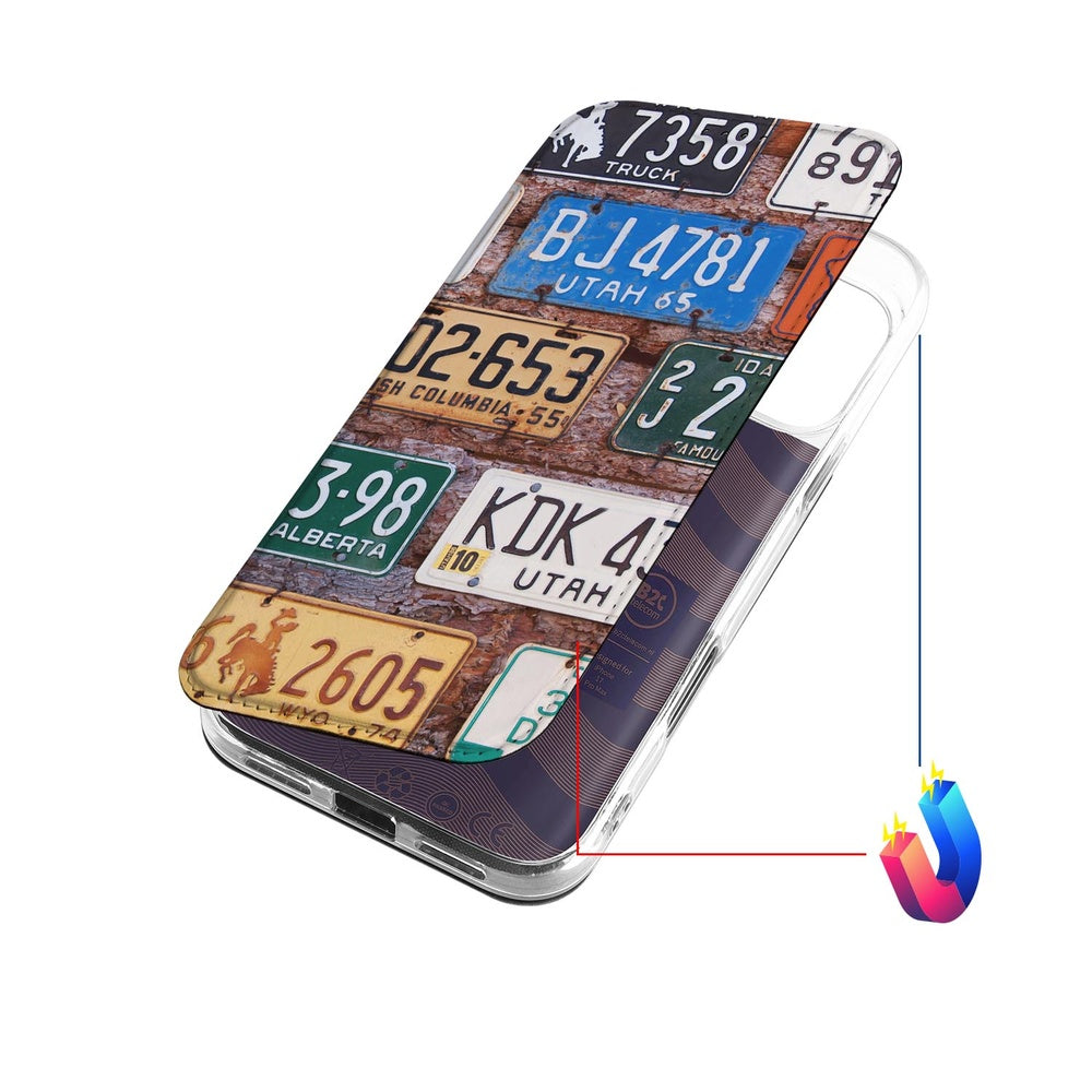 Bookcase iPhone 17 Pro Max Kentekenplaten telefoonhoesje kentekenplaten design bovenaanzicht