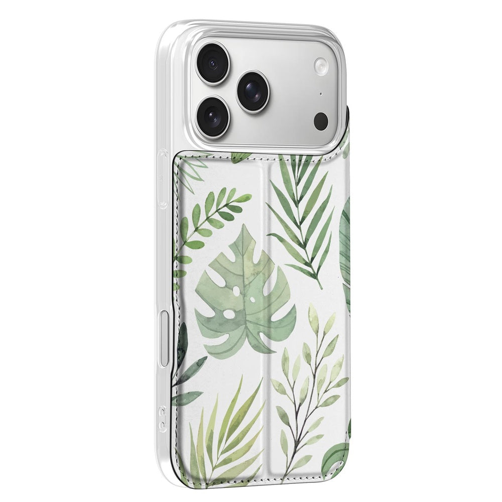 Standcase Hoesje iPhone 17 Pro Max Leaves bladeren design zijaanzicht