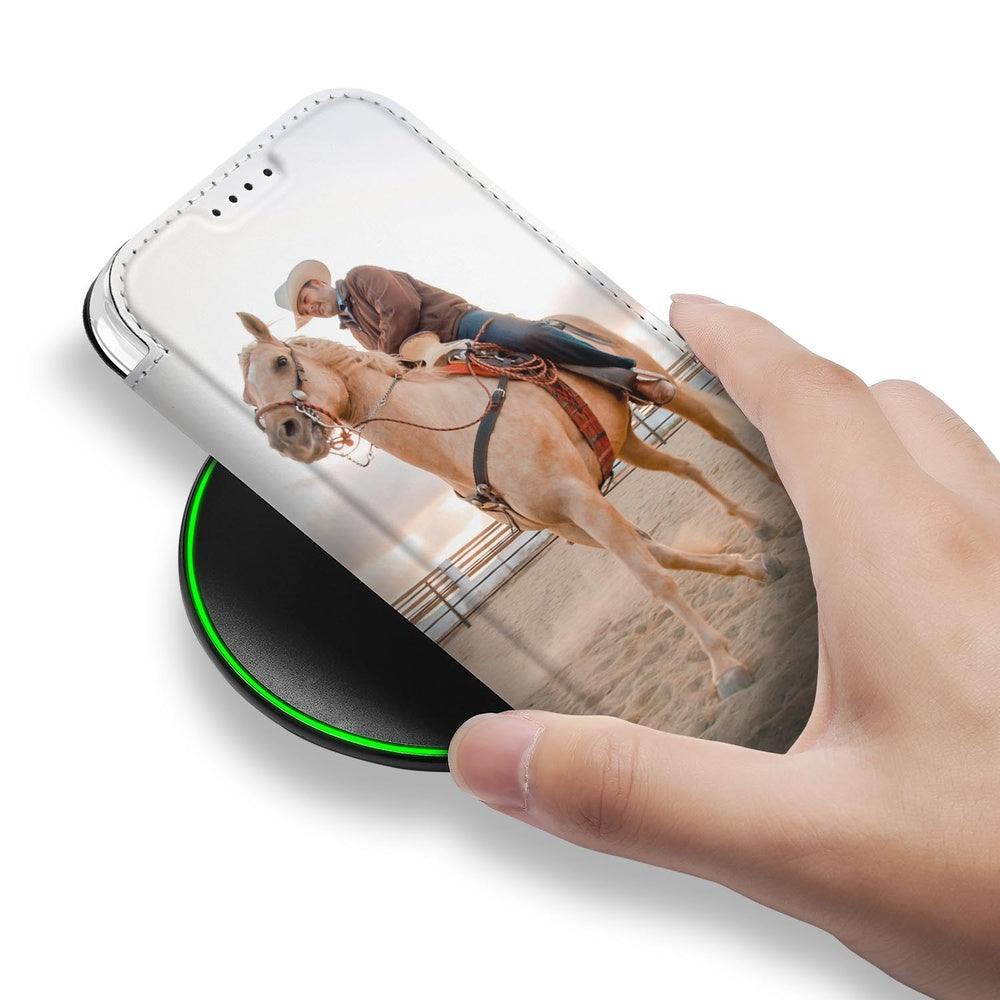 iPhone 17 Pro Max Slim Stand Case Hoesje Maken met Foto Compact Uniek aanzicht handhouder paardenfoto