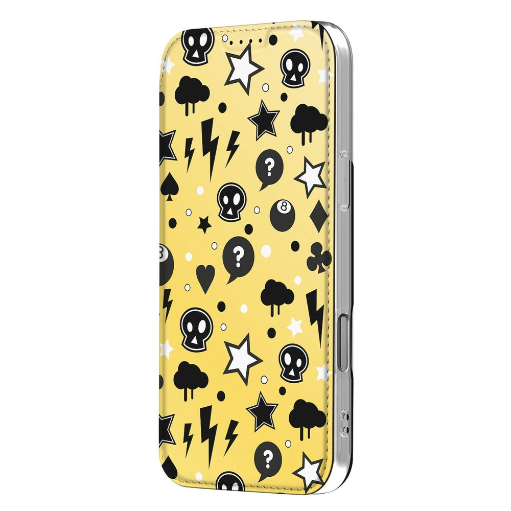Standcase Hoesje iPhone 17 Pro Max Punk Yellow bookcase design geel aanzicht