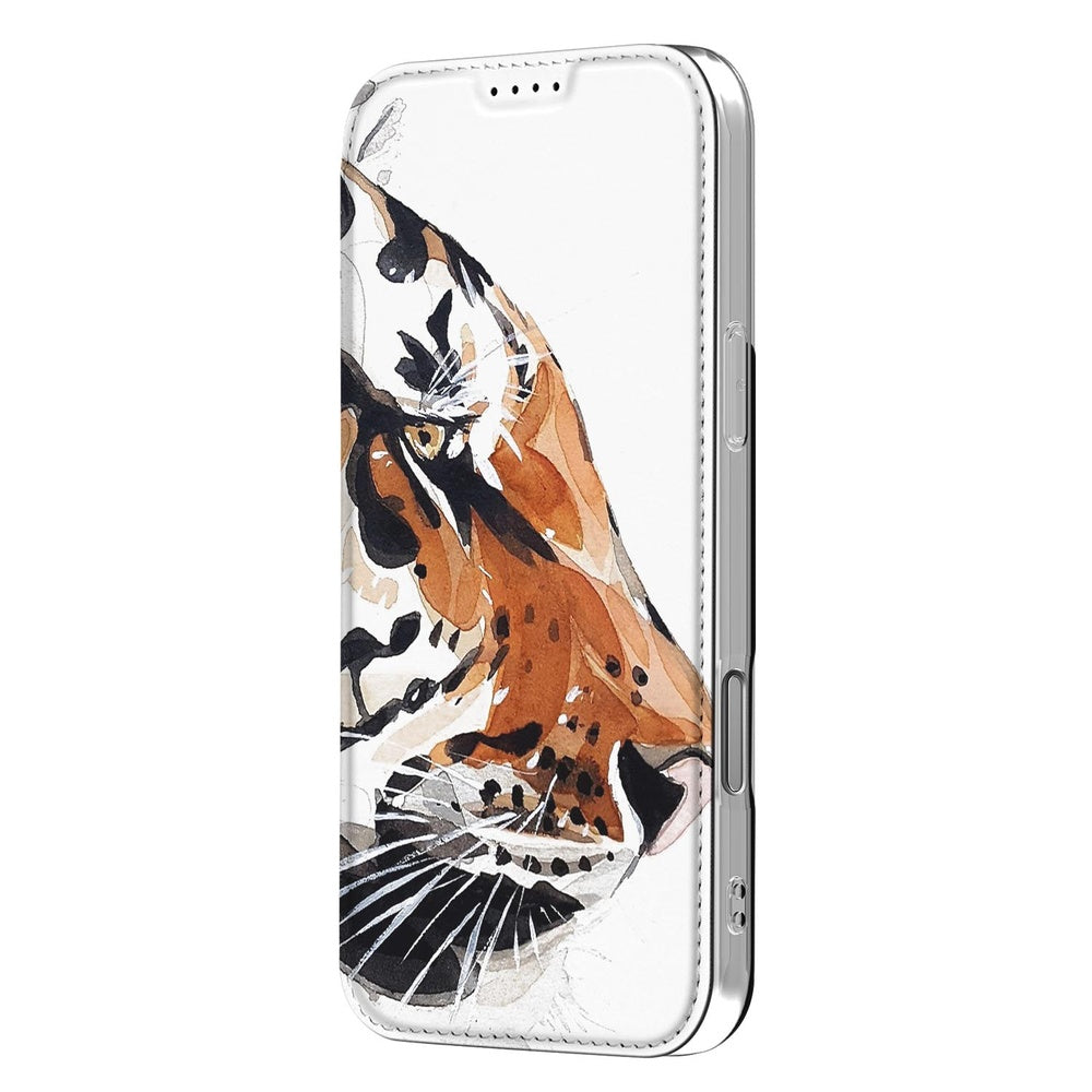 Bookcase Apple iPhone 18 Pro Max Tiger watercolor tijger design zijaanzicht