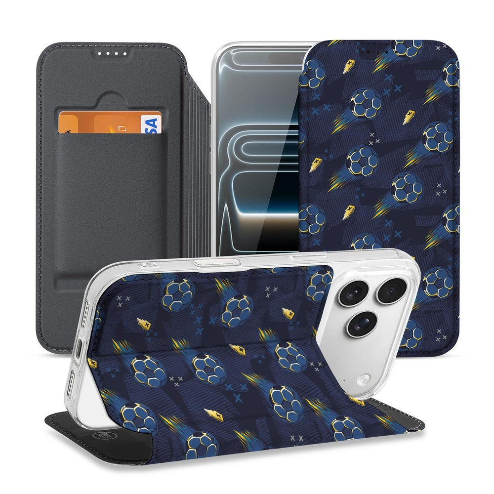 iPhone 17 Pro Max Book Cover Voetbal open aanzicht voorkant aanzicht achterkant aanzicht
