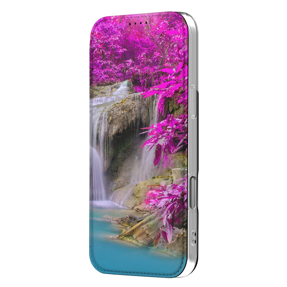 Apple iPhone 17 Pro Max hoesje waterval met levendig waterval-motief en paarse accenten