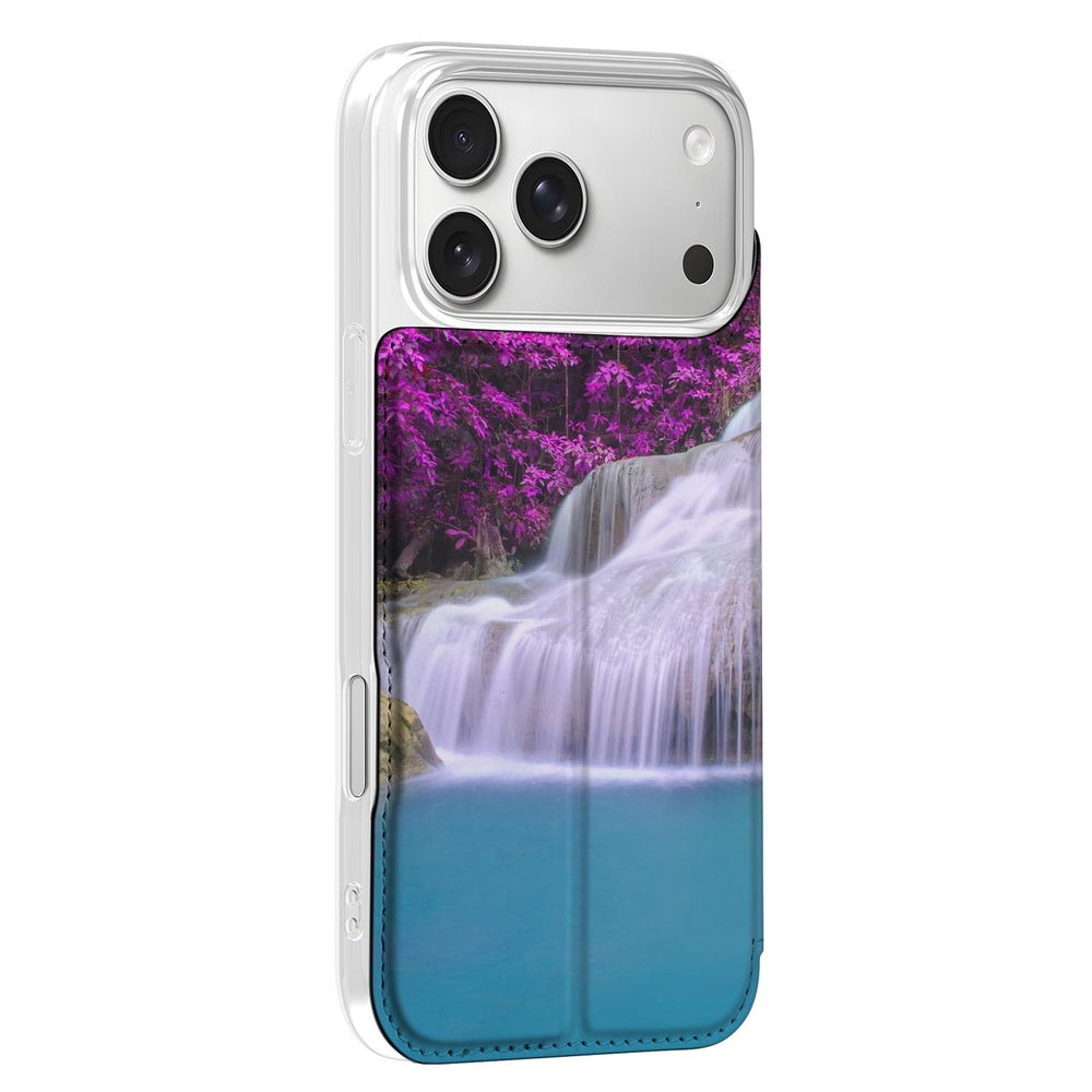 Apple iPhone 17 Pro Max Smart Cover Hoesje Waterval zij aanzicht waterval paars