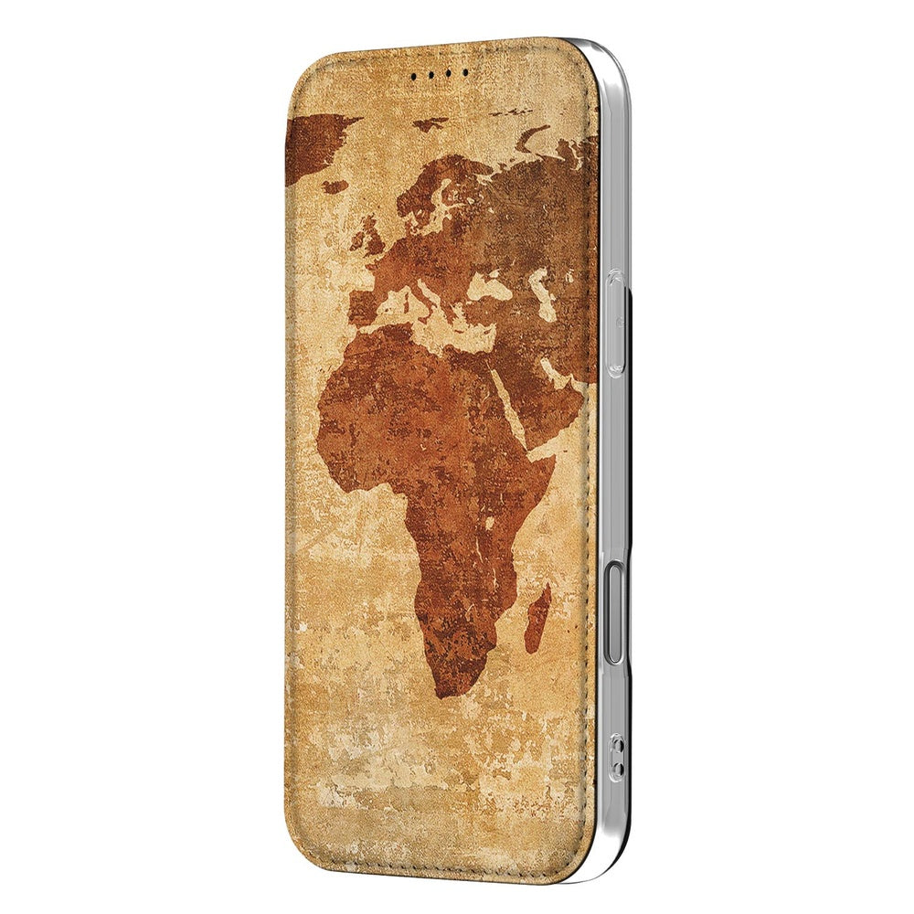 Apple iPhone 17 Pro Max Book Case Wereldkaart bookcase antieke wereldkaart aanzicht