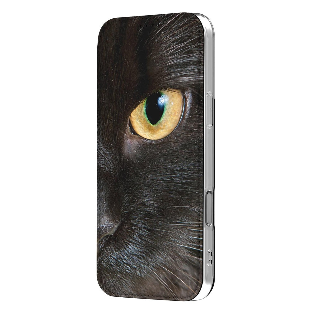 iPhone 17 Pro Max Book Wallet Case Zwarte Kat zwart kat design aanzicht