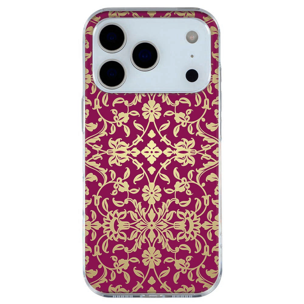 iPhone 17 Pro Max TPU hoesje met roze barok patroon en sierlijke ornamenten