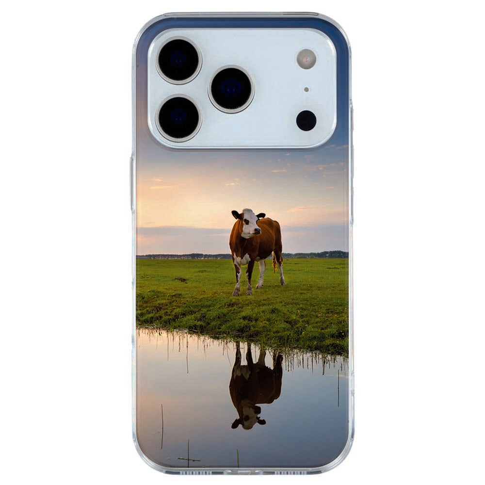 iPhone 17 Pro Max TPU hoesje met zwart wit koeien print