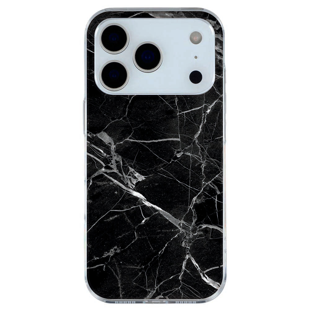 iPhone 17 Pro Max TPU hoesje met zwarte marmer print en subtiele aderen