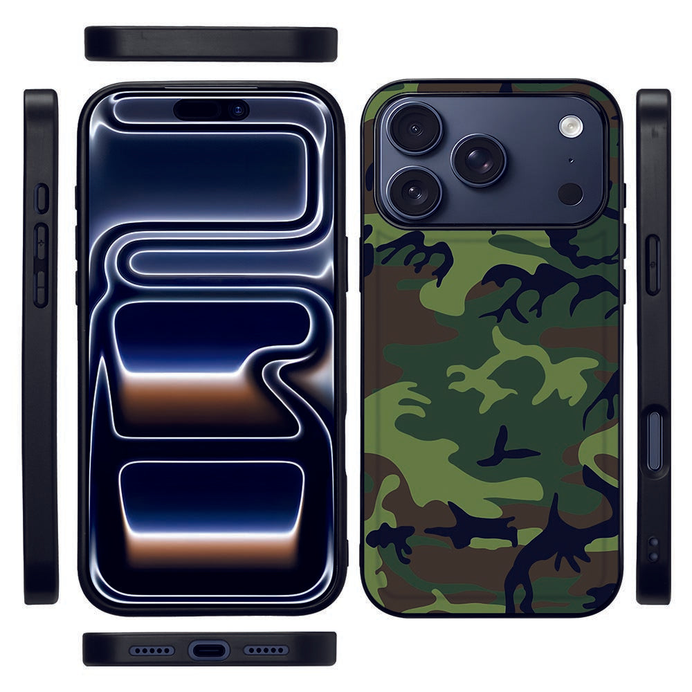 Apple iPhone 17 Pro Telefoonhoesje Army Dark boven zij en voorkant