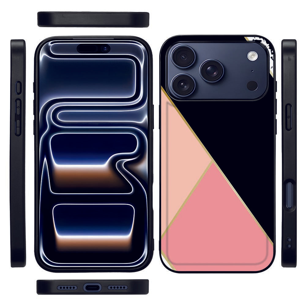 iPhone 17 Pro Back Cover Black Pink Shapes hoesje ontwerp bovenaanzicht