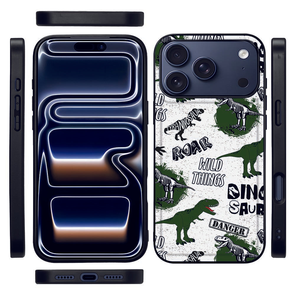 iPhone 17 Pro Backcover Hoesje Dinosaurus voorkant achterkant zijaanzicht